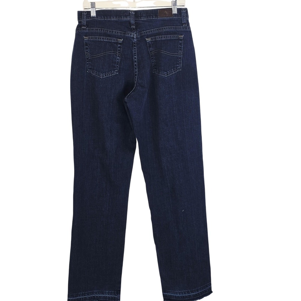 Lee Jeans Womens 8 Blue Dark Wash High Rise Straight Stretch Denim Casual Style - Picture 2 of 7